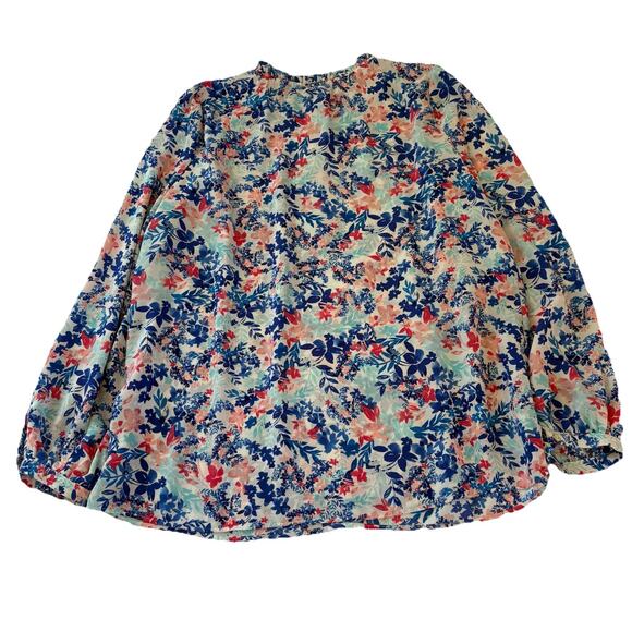 Talbots Ruffled Collar Floral Long Sleeve Shirt Semi Button Front Size XL - Picture 7 of 11